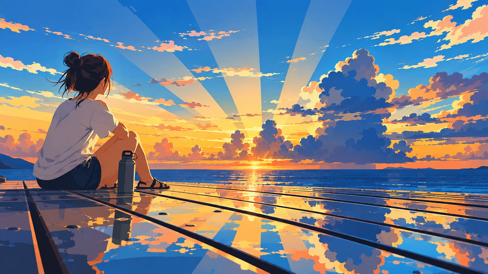 仕事終わりに見る夕日